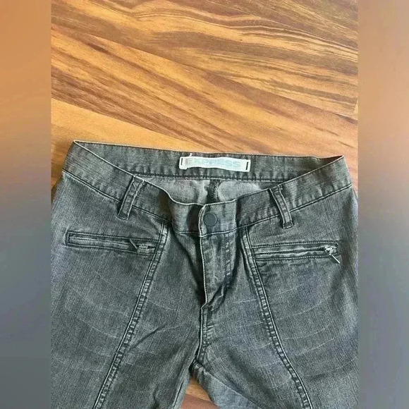 Vintage Express wider leg black washed jeans zipper both inner legs size 6 - Picture 2 of 9